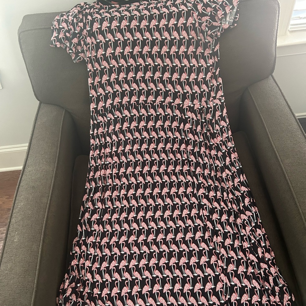 Boden Print Knit Dress - Black and Pink. Size 16/18. GUC.